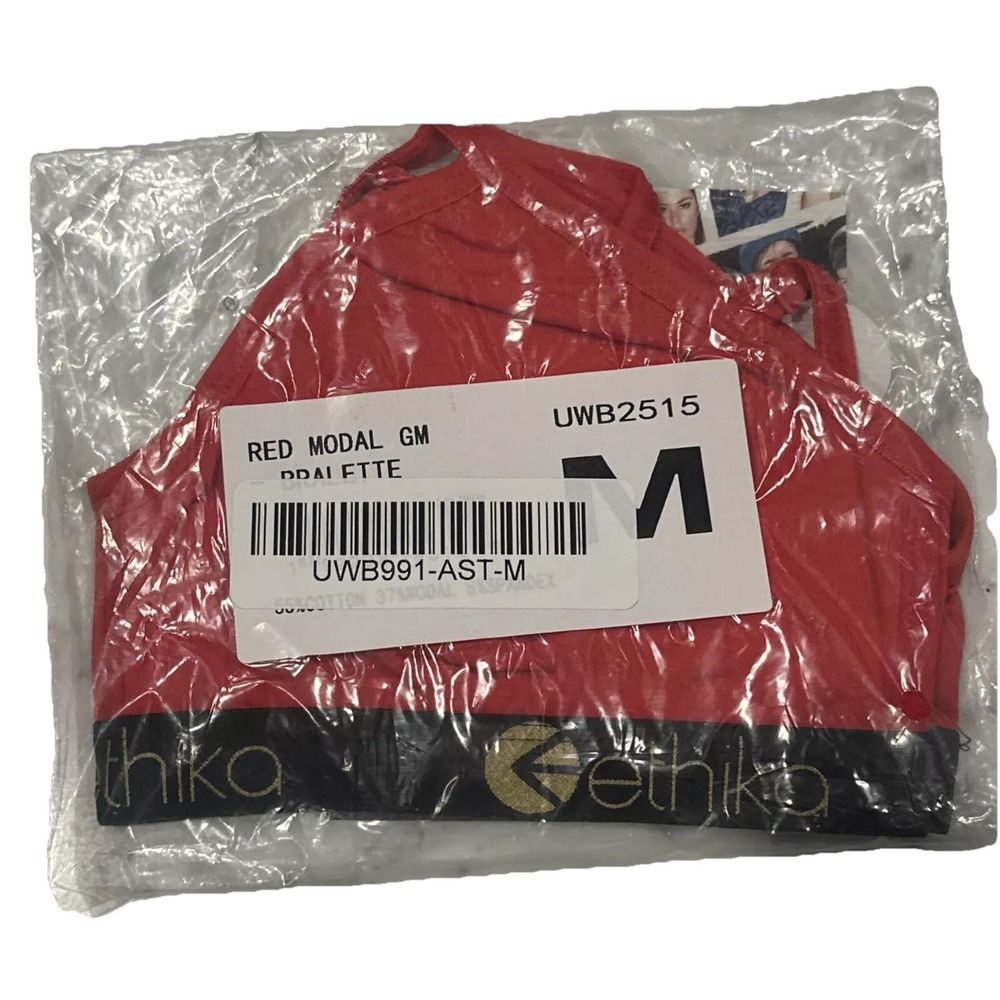 ETHIKA Bralette Women's M Red Bra Spaghetti Strap Razor Back Cotton - Picture 7 of 10